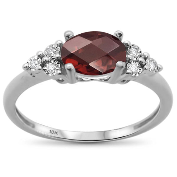 1.23ct Oval Ruby & Diamond 10k White Gold Engagement Ring - 01MG44